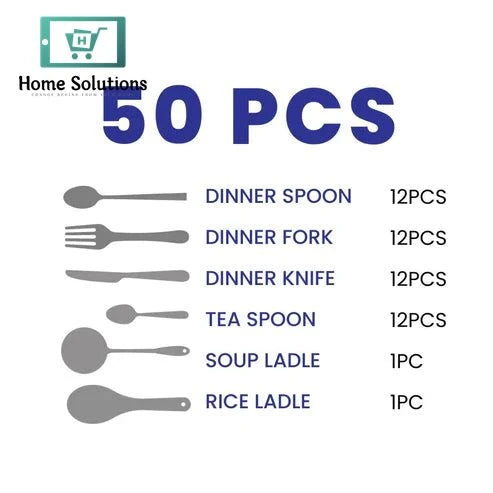 Arshia Gold and Silver Cutlery Sets - 50 Pieces - TM478GS