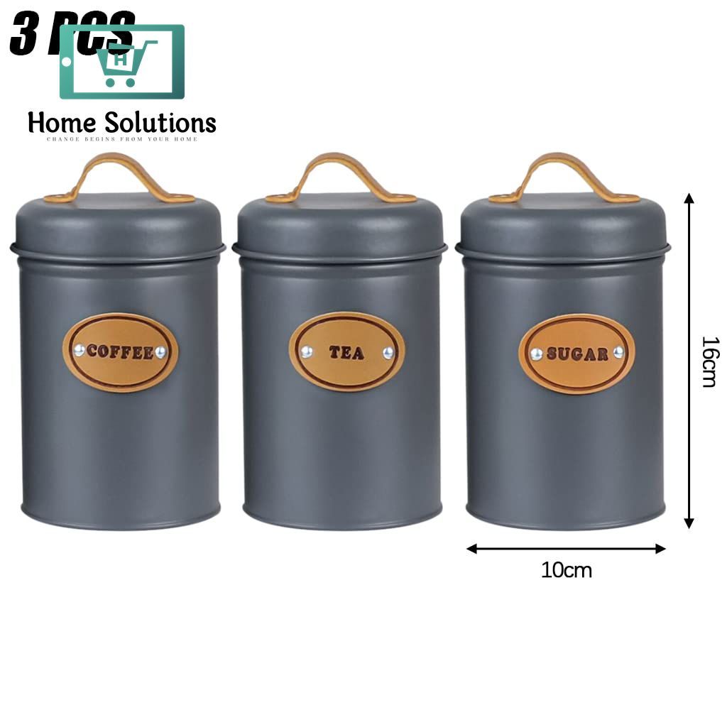 3 Pcs Coffee Tea & Sugar Jar Set – Airtight Storage Canisters with Lids
