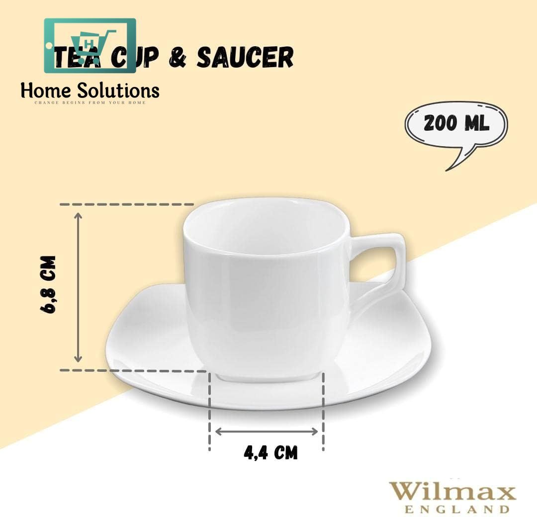 Wilmax England Fine Porcelain Tea Cup & Saucer Set – 200 ml