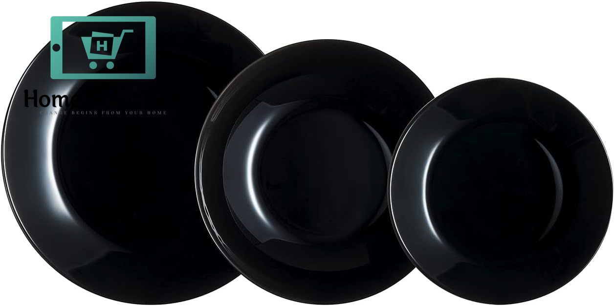 Black Dinner Set 38-Piece – Elegant Plain Design for Modern Dining
