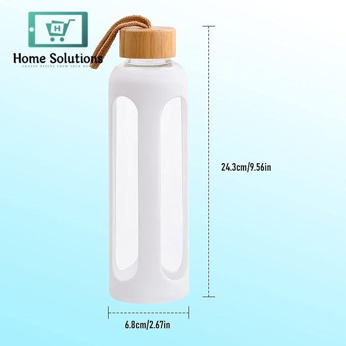 Silicon Cover Glass Bottle with Bamboo Lid