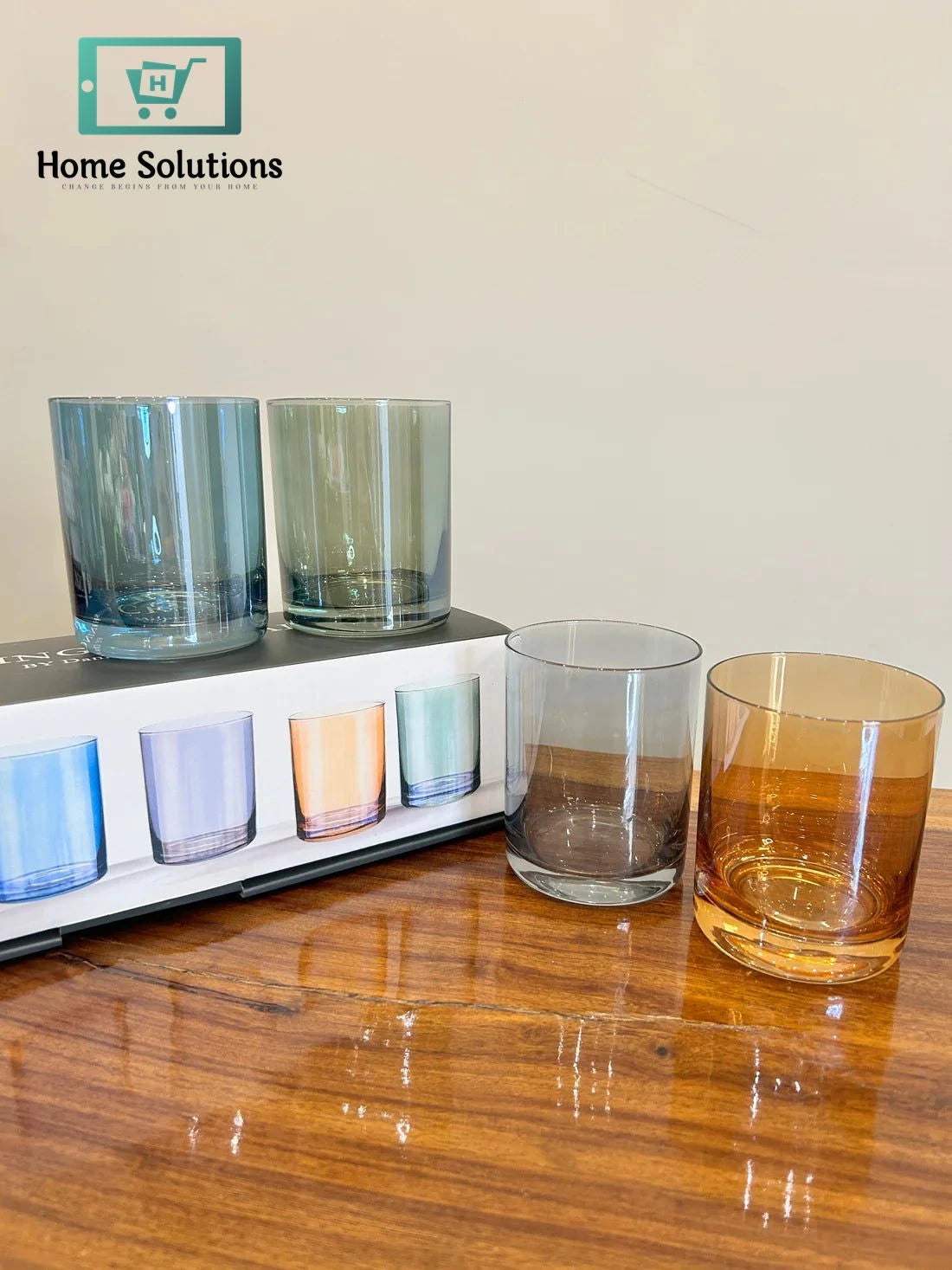 Danny Home Multicolour Glass Set – 4 Piece Drinkware Collection (410ml)
