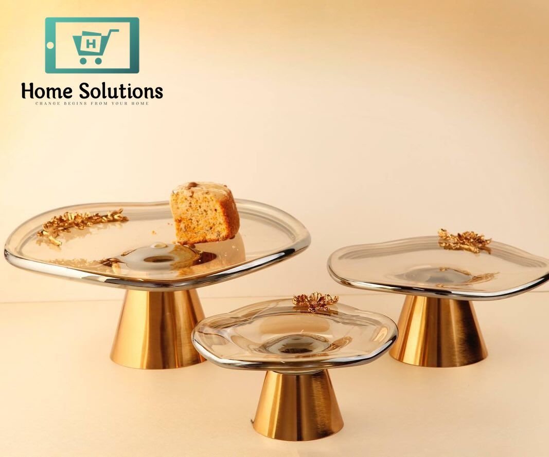 Elegant Glass & Gold Dessert Plate - 3 Sizes