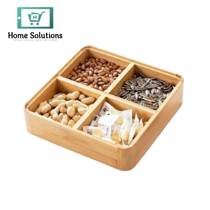 Natural Bamboo Dry Fruit Platter – Elegant Serving Tray for Snacks & Nuts