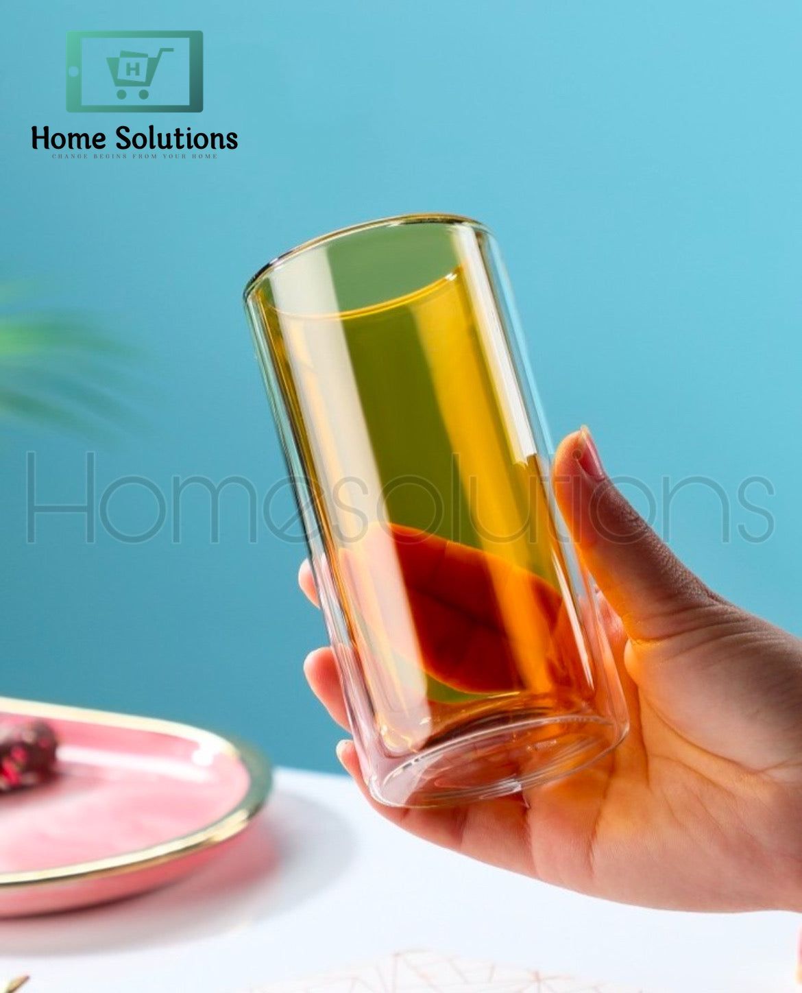 Colorful Double Wall Cylindrical Glass - 400ml