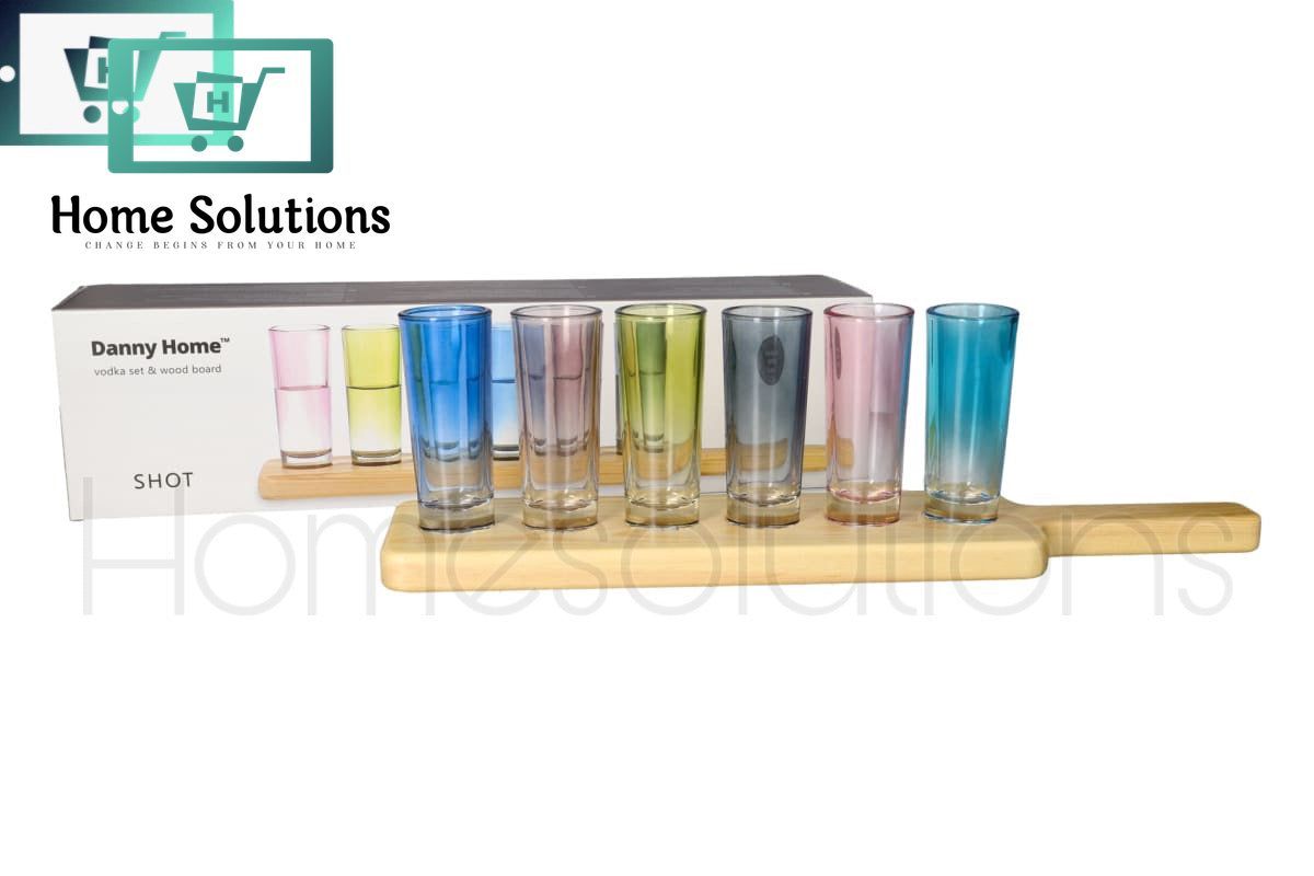 Danny Home Multi Color Glass Shot with Serving Tray