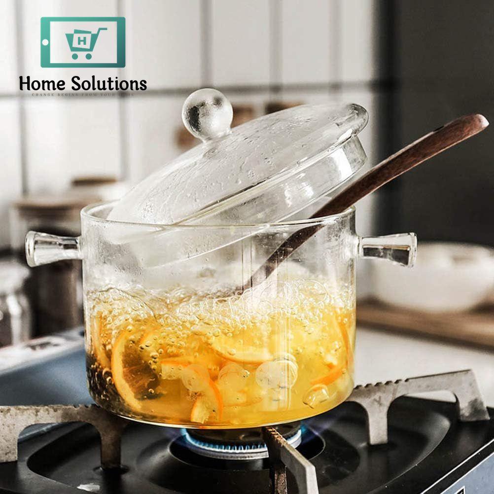 Borosilicate Glass Cooking Pot | Heat-Resistant & Transparent – 2000ml