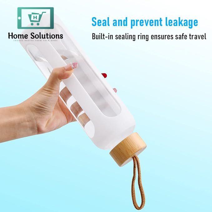 Silicon Cover Glass Bottle with Bamboo Lid