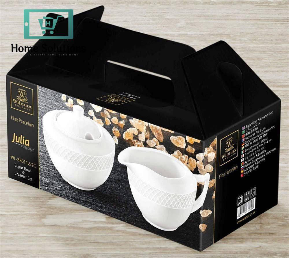 Wilmax England JULIA Porcelain Sugar Bowl & Creamer Set – White