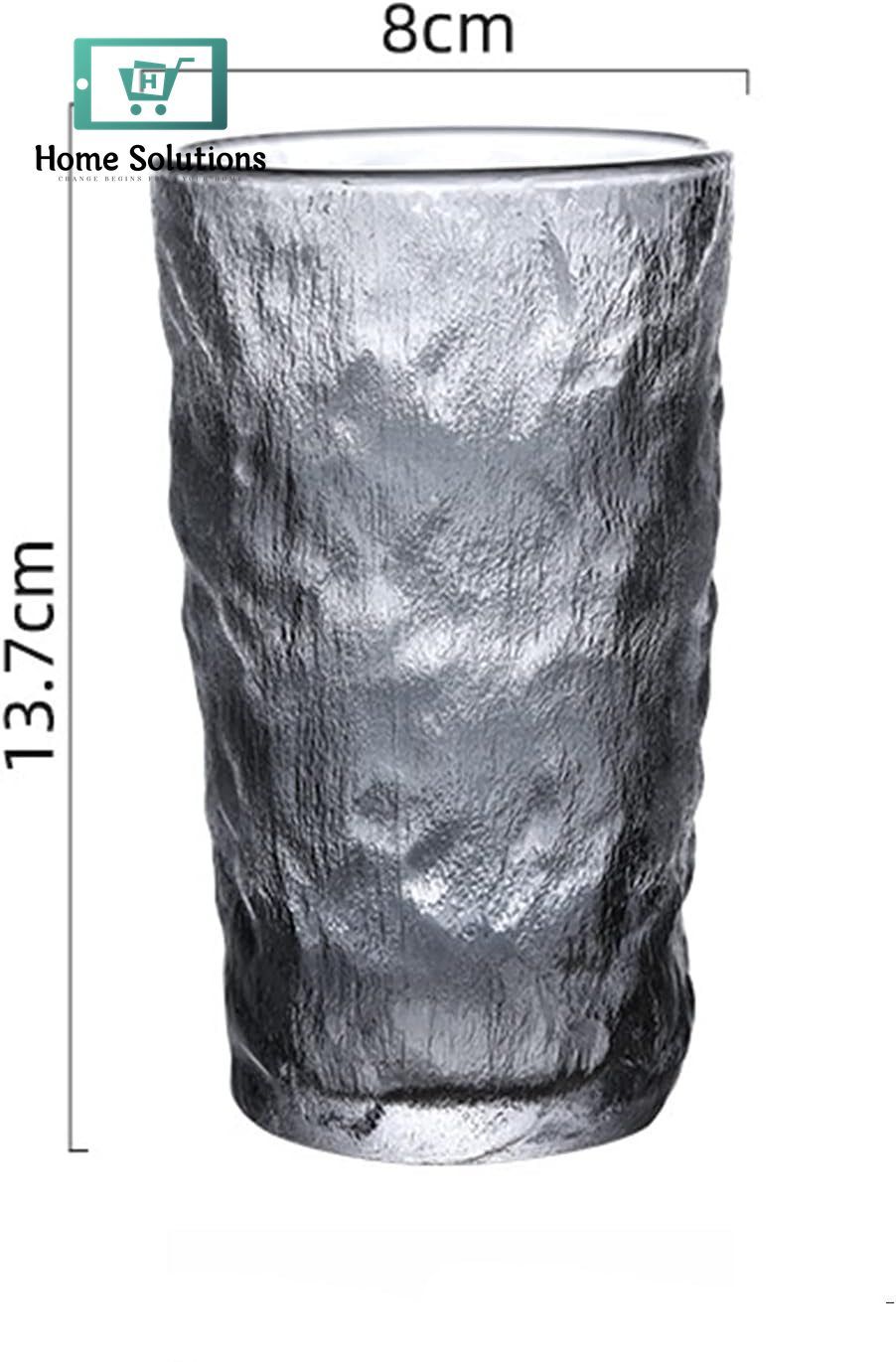 6-Piece Gray Frozen Ice Textured Glass Set | Modern Drink - 400ml