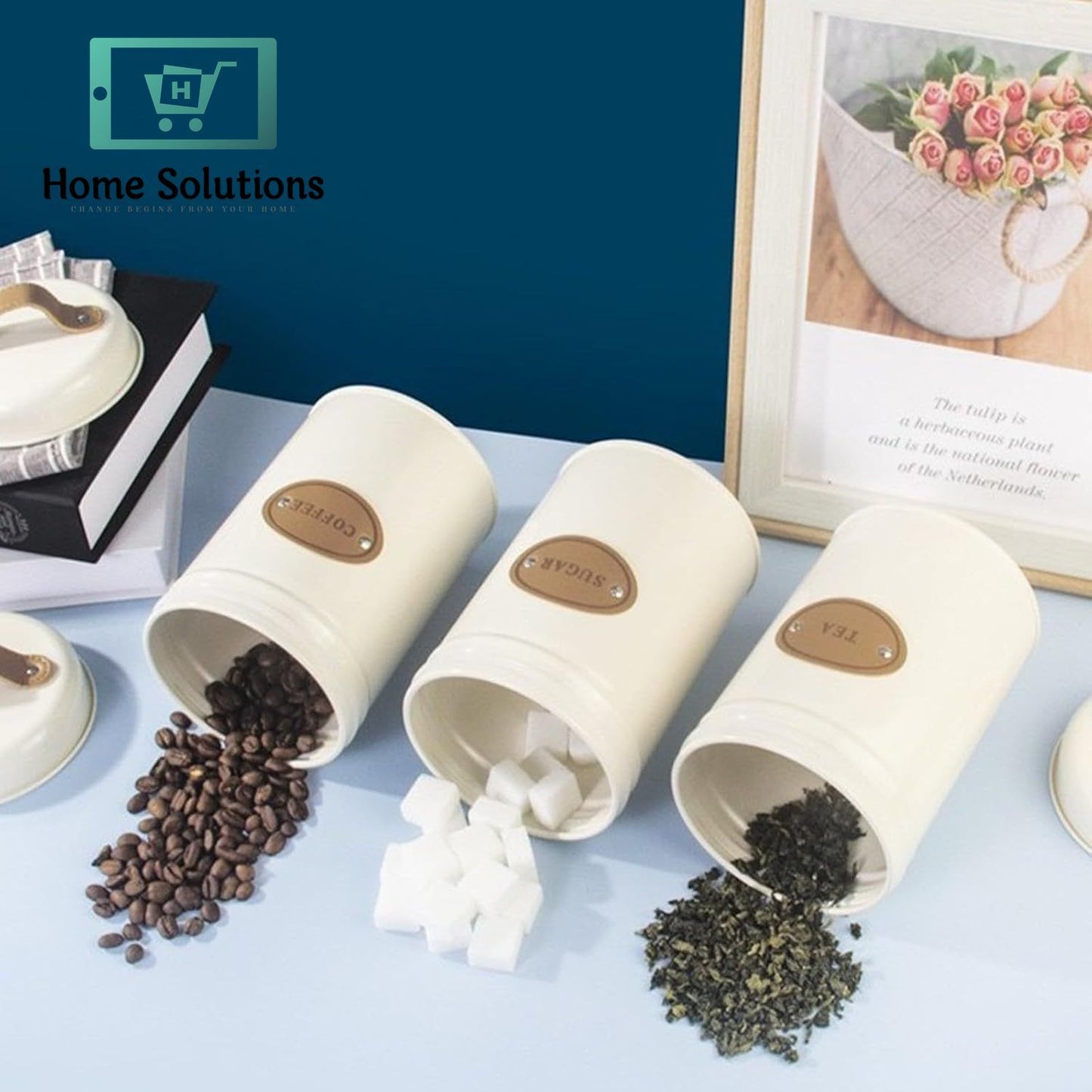 3 Pcs Coffee Tea & Sugar Jar Set – Airtight Storage Canisters with Lids