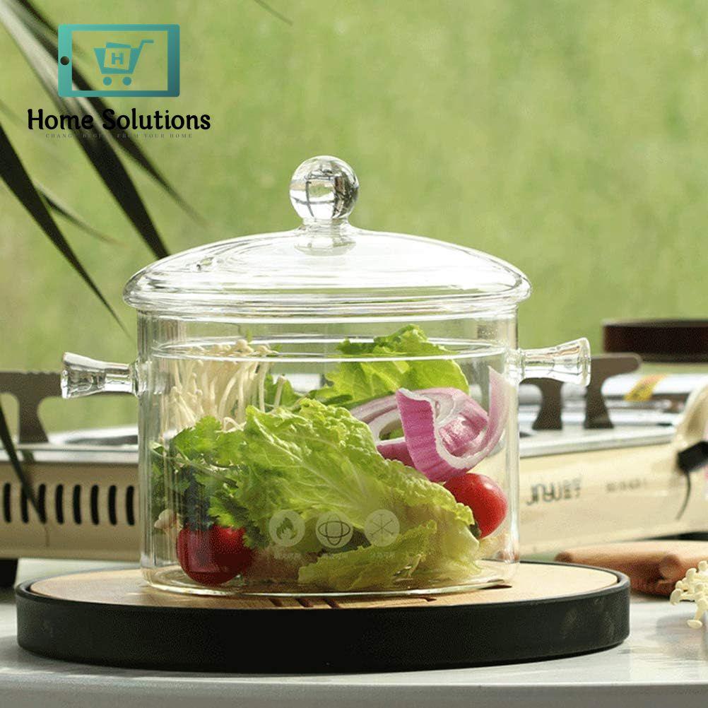 Borosilicate Glass Cooking Pot | Heat-Resistant & Transparent – 2000ml