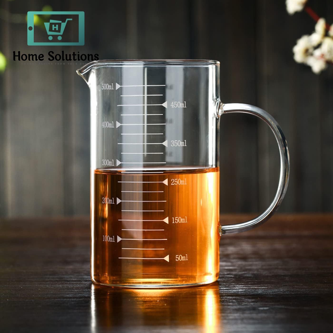 Borosilicate Glass Measuring Jug with Wooden Lid & Handle | 350ml - 500ml