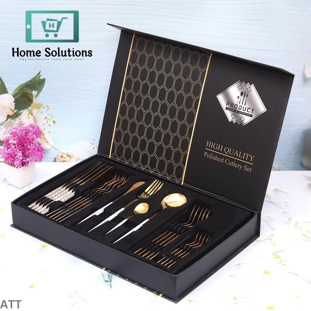 Luxury Stainless Steel Cutlery Set with Storage Box – 24 PCS