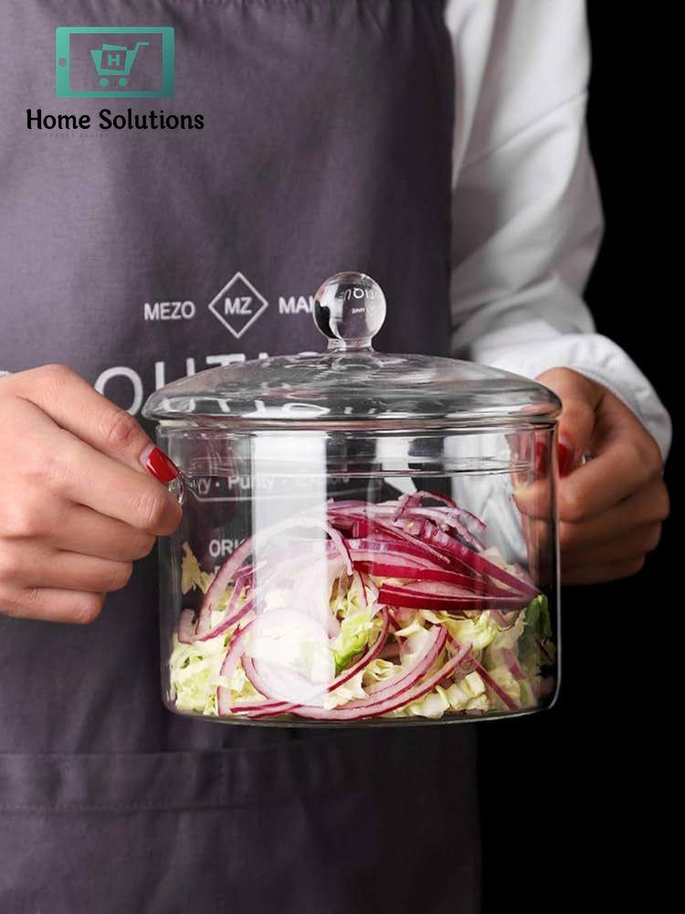 Borosilicate Glass Cooking Pot | Heat-Resistant & Transparent – 2000ml