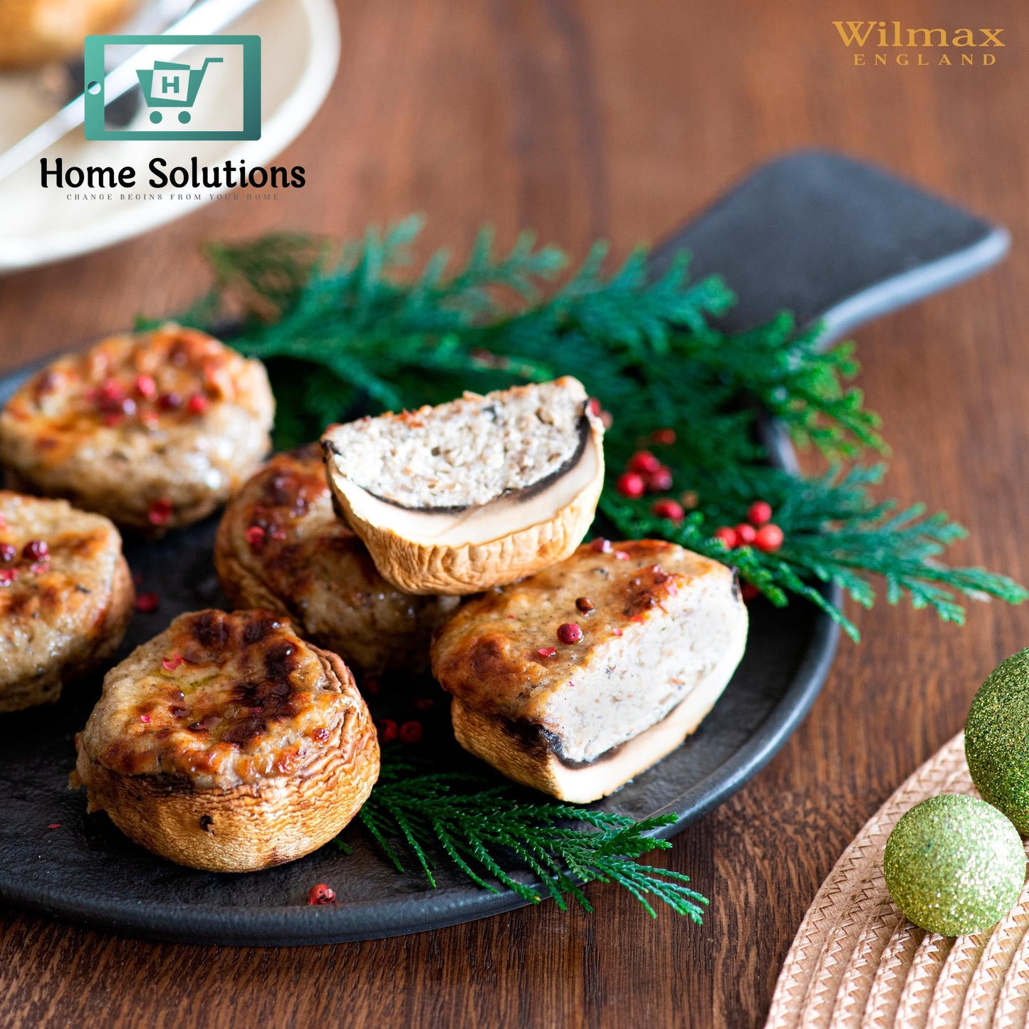 Wilmax England Round Serving Dish with Handles 12 × 8.5 Inch