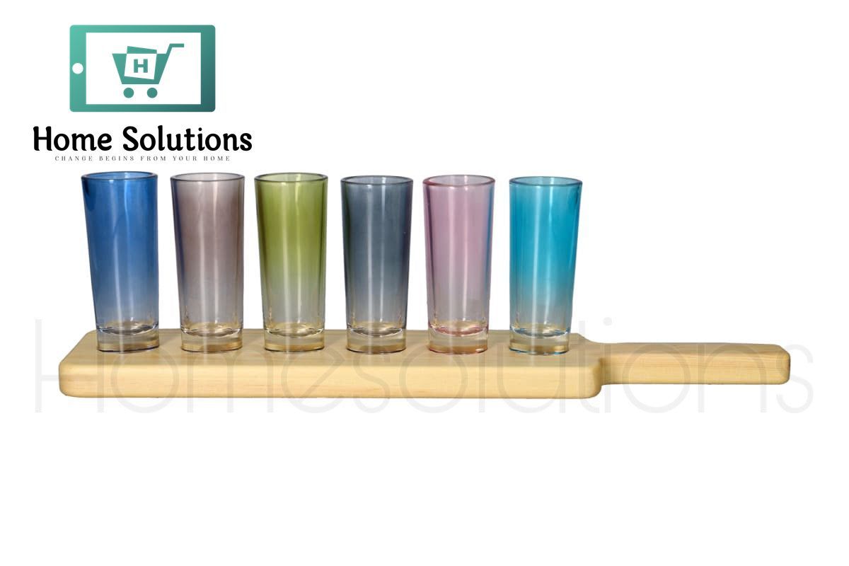 Danny Home Multi Color Glass Shot with Serving Tray