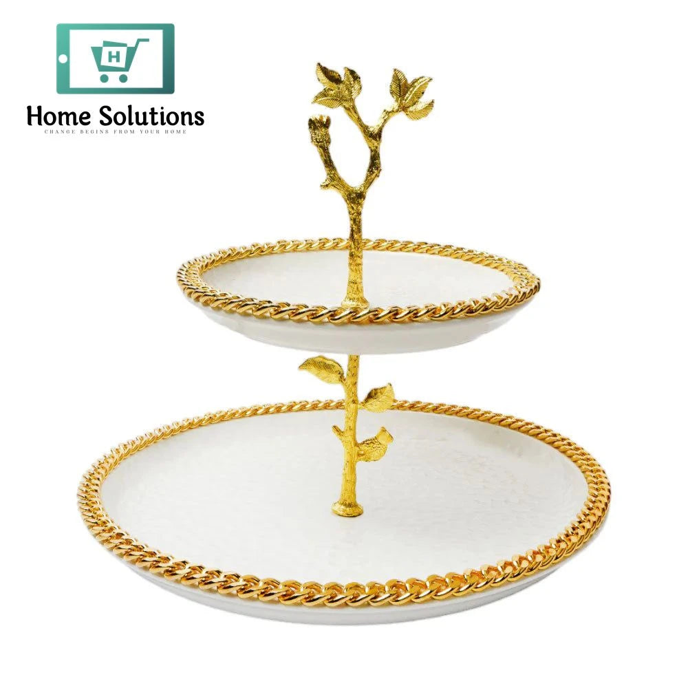 Classic 2-Tier Porcelain Dessert Stand – Stylish Cake & Pastry Display