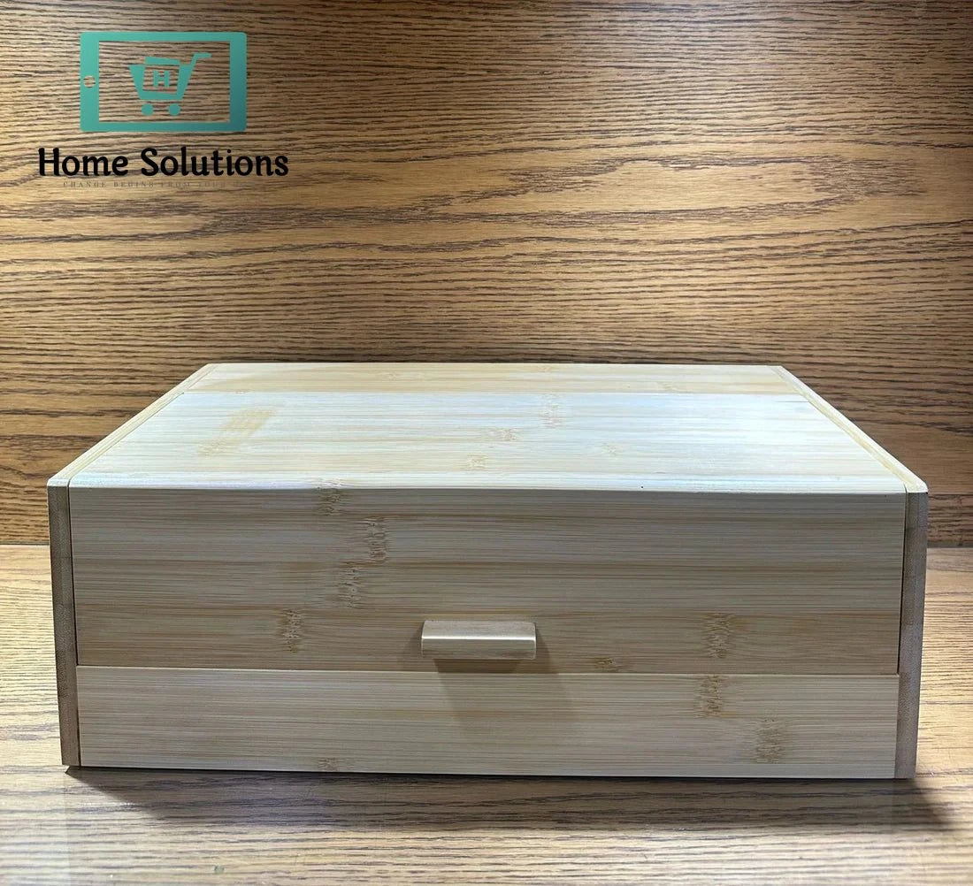 Natural Bamboo Bread Box with Matching Bamboo Lid