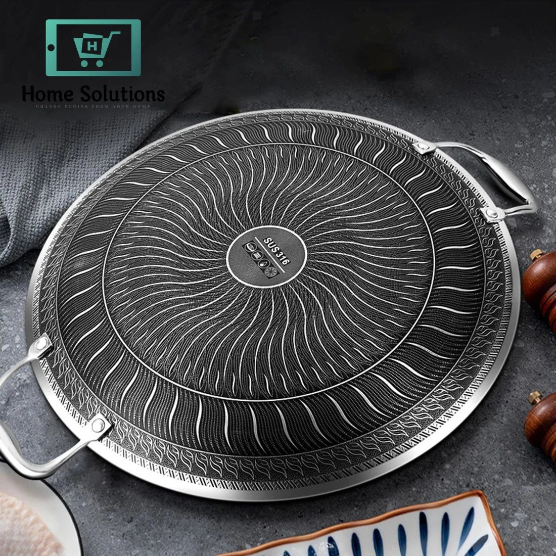 Non-Stick Coated Tawa 34cm – Flat Griddle Pan for Roti Paratha & Dosa
