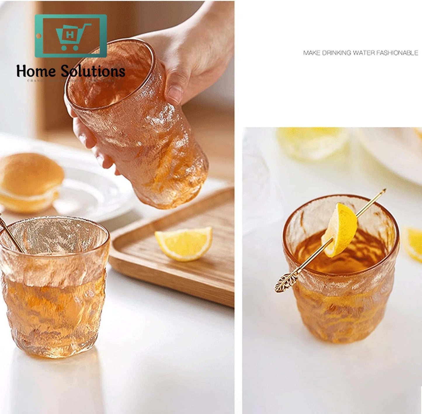 6 Piece Gold Frozen Ice Drink Glass Set – 280ml