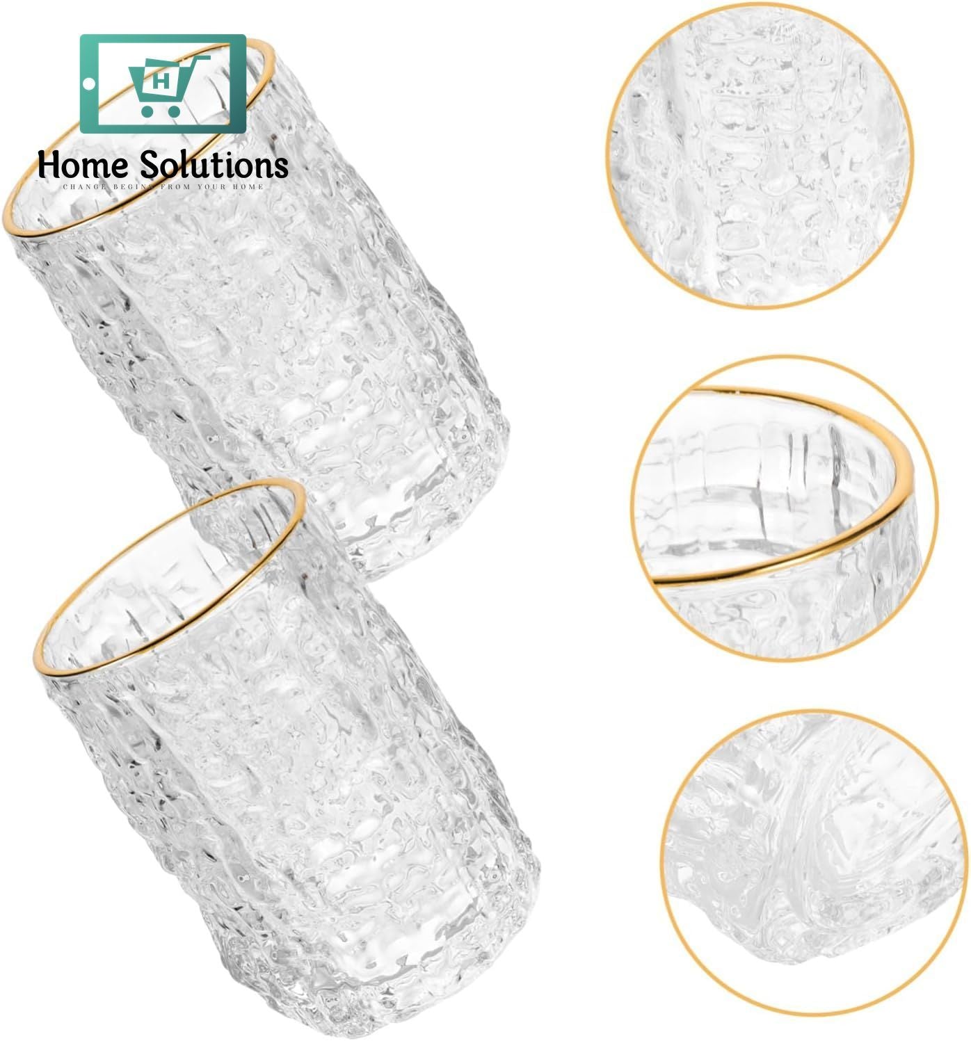 6-Piece Crystal Clear Drink Glass Set | Ice Texture Design - 300ml