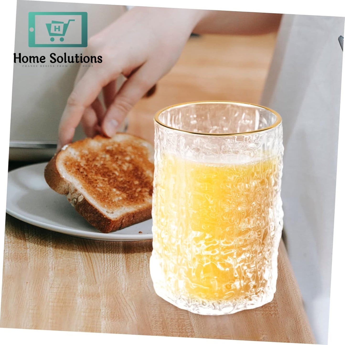 6-Piece Crystal Clear Drink Glass Set | Ice Texture Design - 300ml
