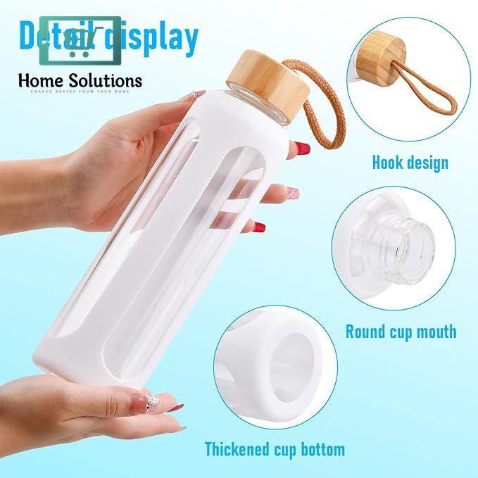 Silicon Cover Glass Bottle with Bamboo Lid