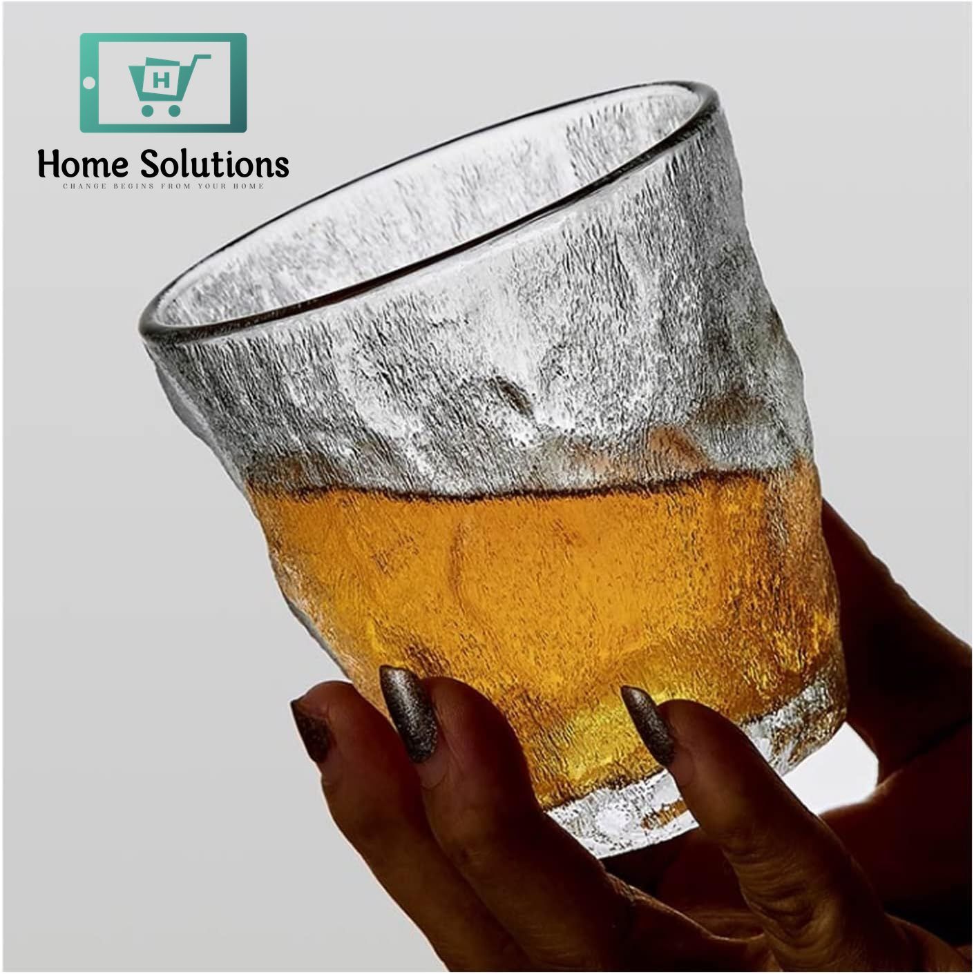 6-Piece Frozen Ice Textured Glass Set | Gray Drinkware Collection - 280ml
