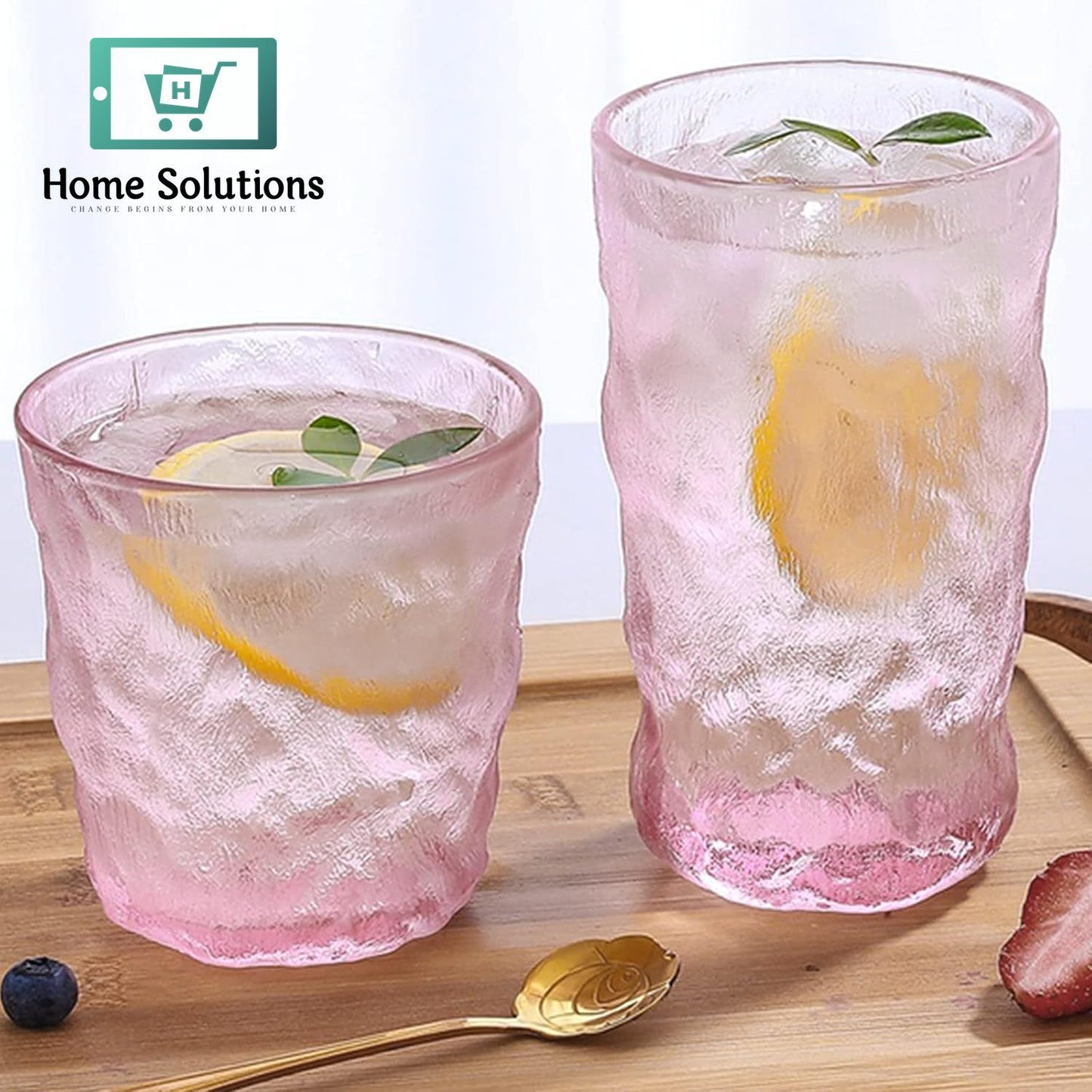 6-Piece Gray Frozen Ice Textured Glass Set | Modern Drink - 400ml