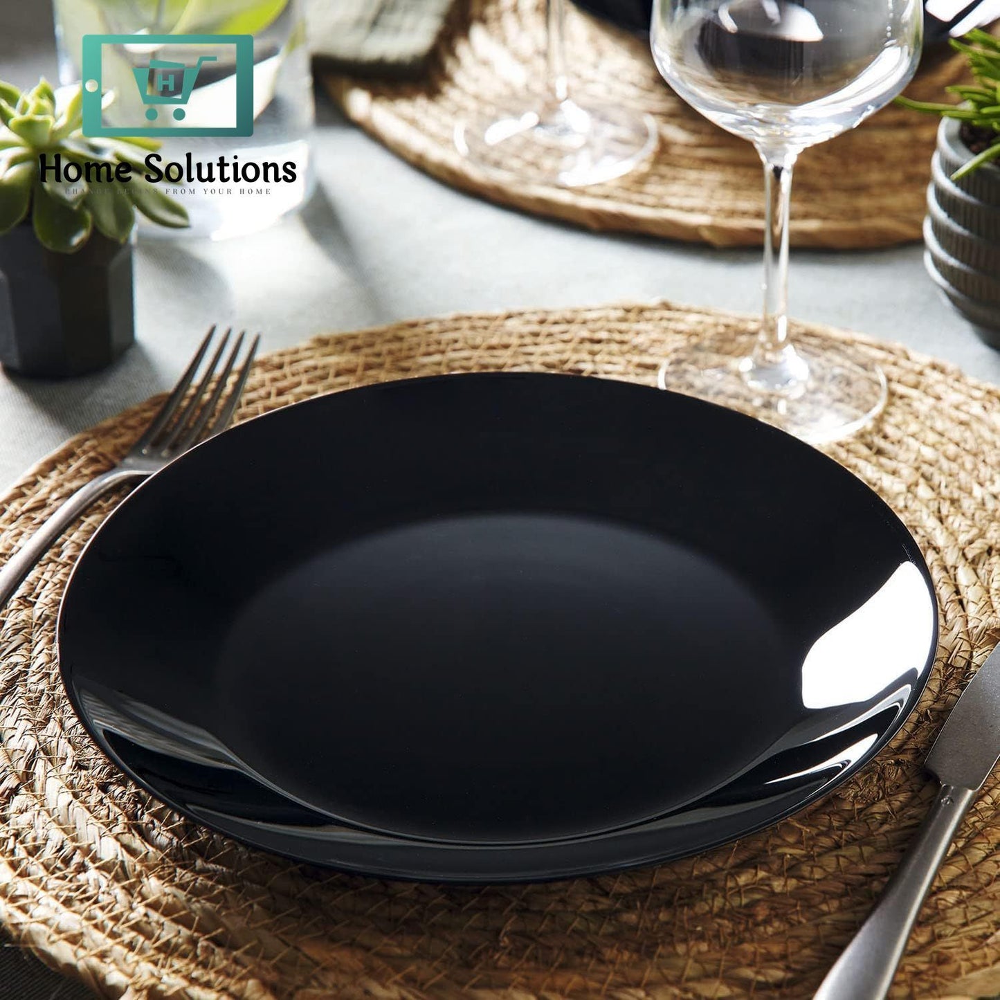 Black Dinner Set 38-Piece – Elegant Plain Design for Modern Dining