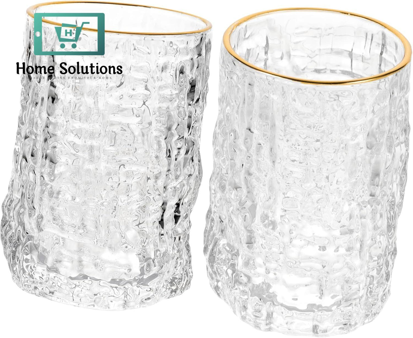 6-Piece Crystal Clear Drink Glass Set | Ice Texture Design - 300ml