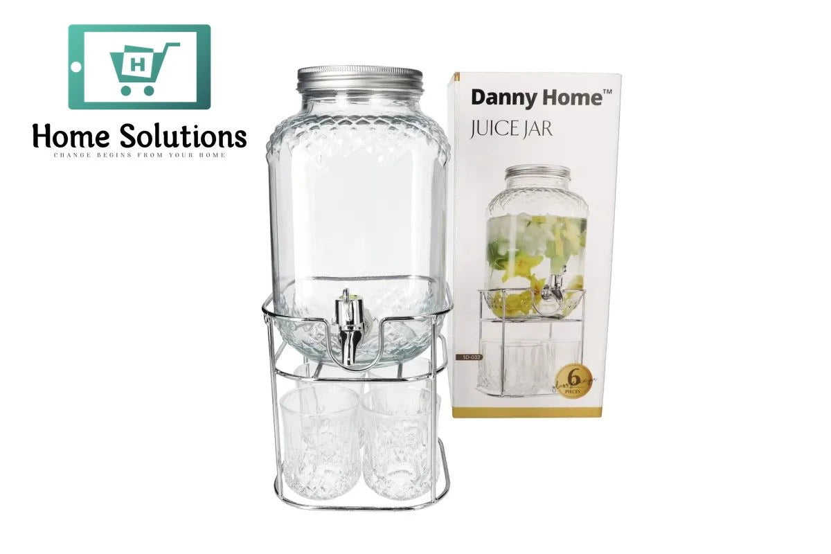 Luxury Glass Beverage Dispenser Set with Elegant Stand – Exclusive Drinkware for Juice & Water