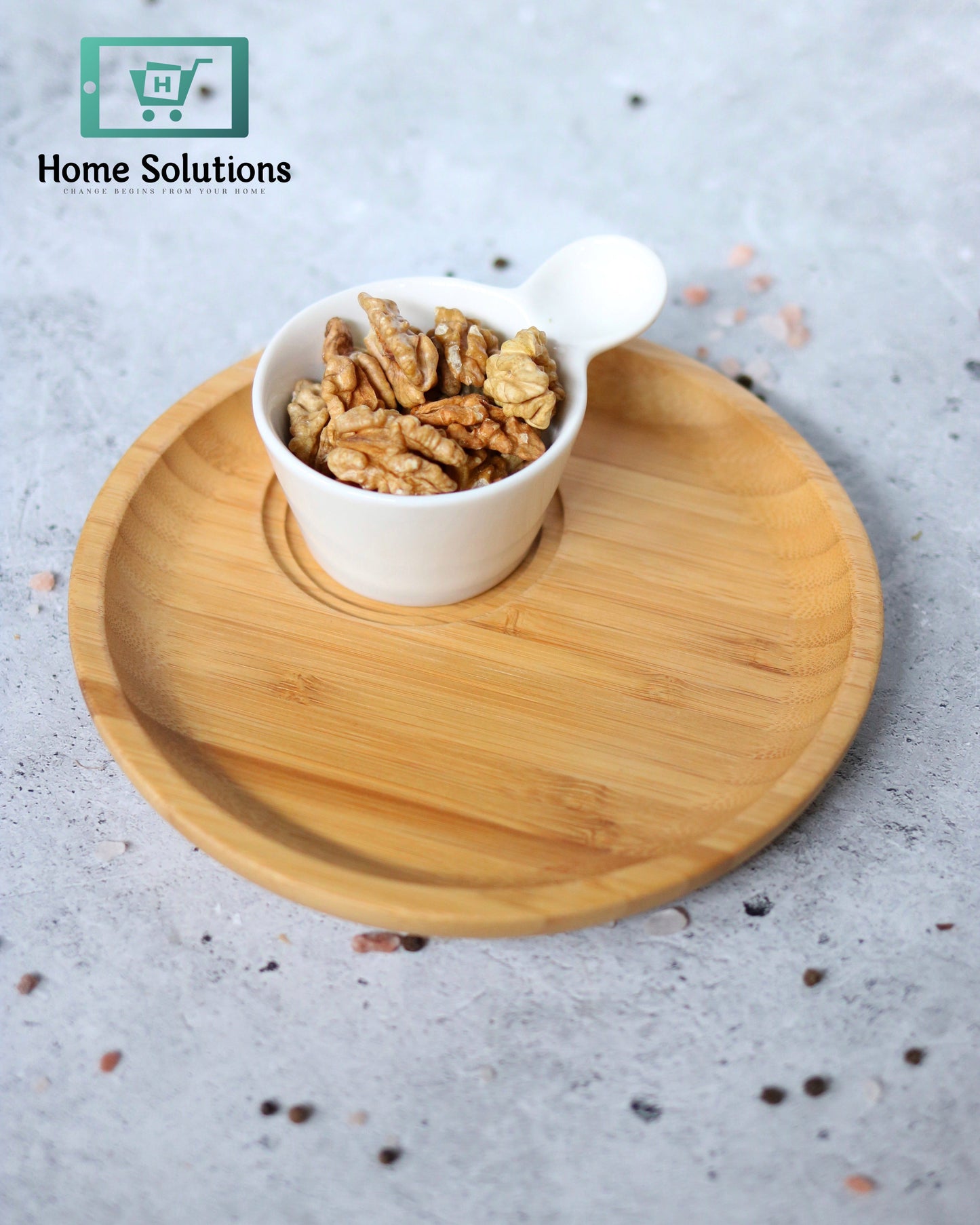 Wilmax England Bamboo Round Divided Platter 12" Inch – 2 Section Serving Tray