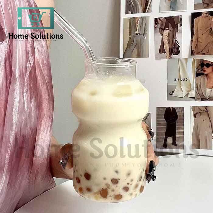 Retro Yogurt Bottle Shape Ice Tea Glass - 500ml