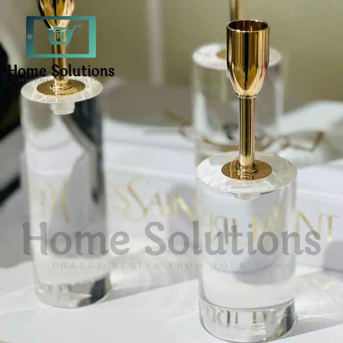 Modern Crystal & Gold Candle Holder Set of 6 - Elegant Home Decor
