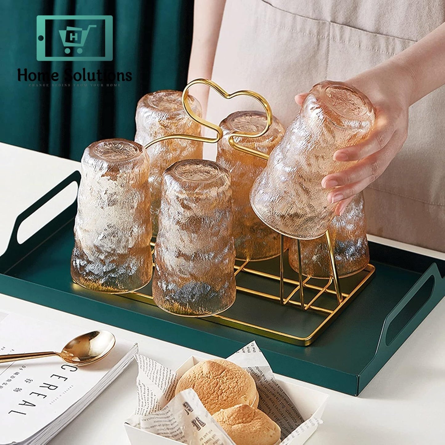 6 Piece Gold Frozen Ice Drink Glass Set – 400ml