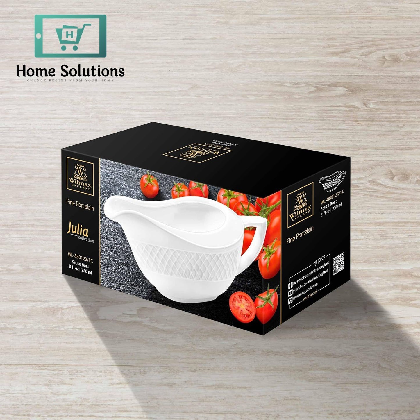 Wilmax England JULIA Porcelain Sauce Boat with Gift Box – White