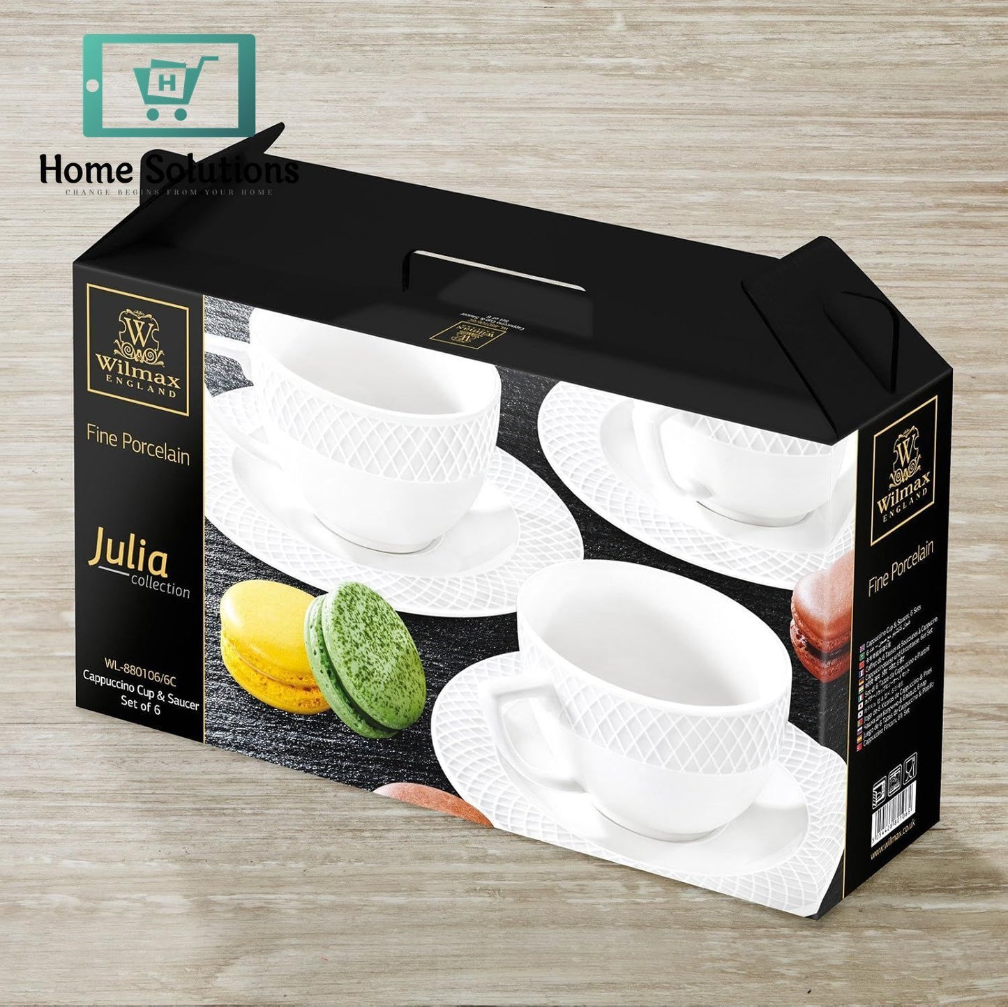Wilmax England JULIA Tea Cup & Saucer Set – Set of 6 | Classic White