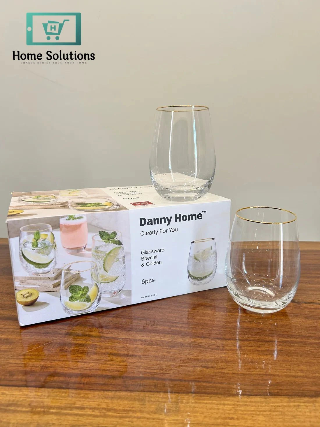 Danny Home Regal Golden Bar Glass Set 6Pcs (450ml)