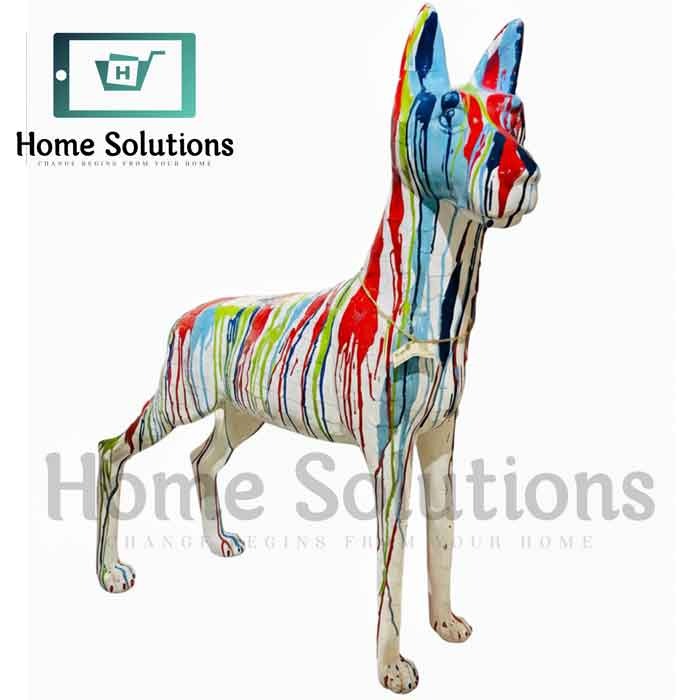 Vibrant Drip Art Dog Statue | Abstract Canine Decor