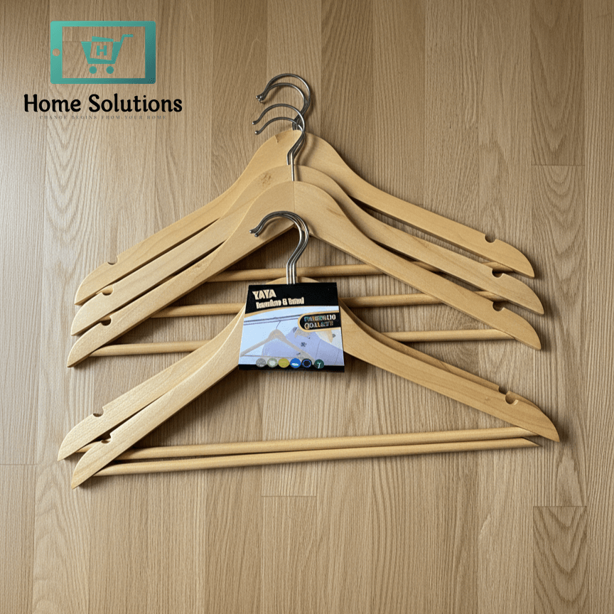 Premium Wooden Clothes Hangers - 6-Pack