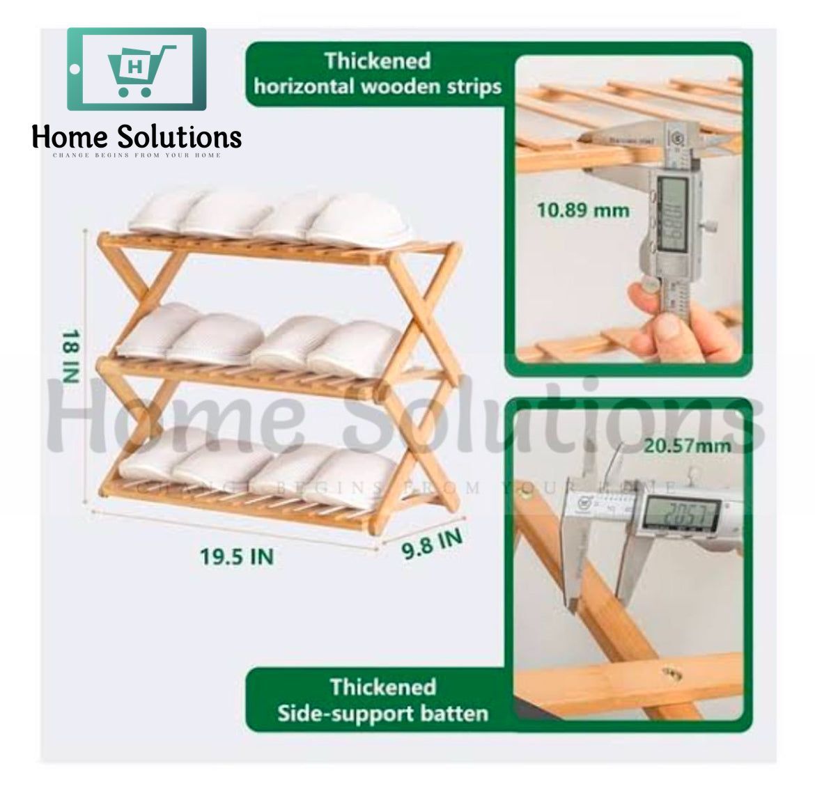 Wooden Foldable Shoe rack - 3 Layer