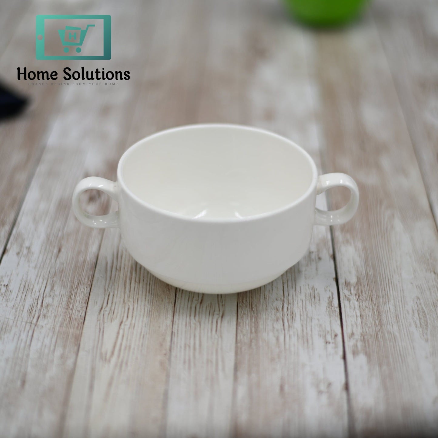 Wilmax England Stella 10 oz White Porcelain Soup Cup with Dual Handles