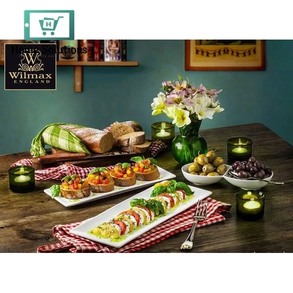 Wilmax England Fine Porcelain Sushi & Canapé Dishes – 14" x 5.5" & 12" x 4.7"