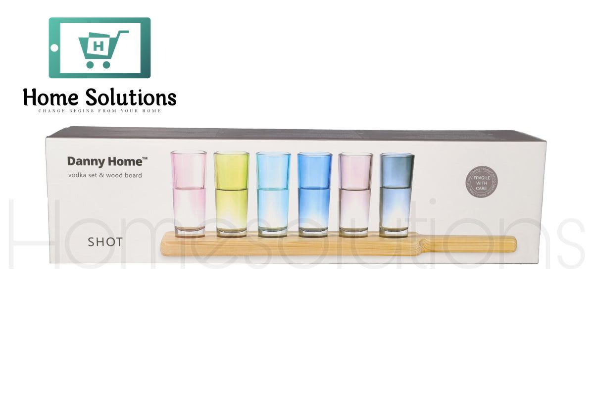Danny Home Multi Color Glass Shot with Serving Tray