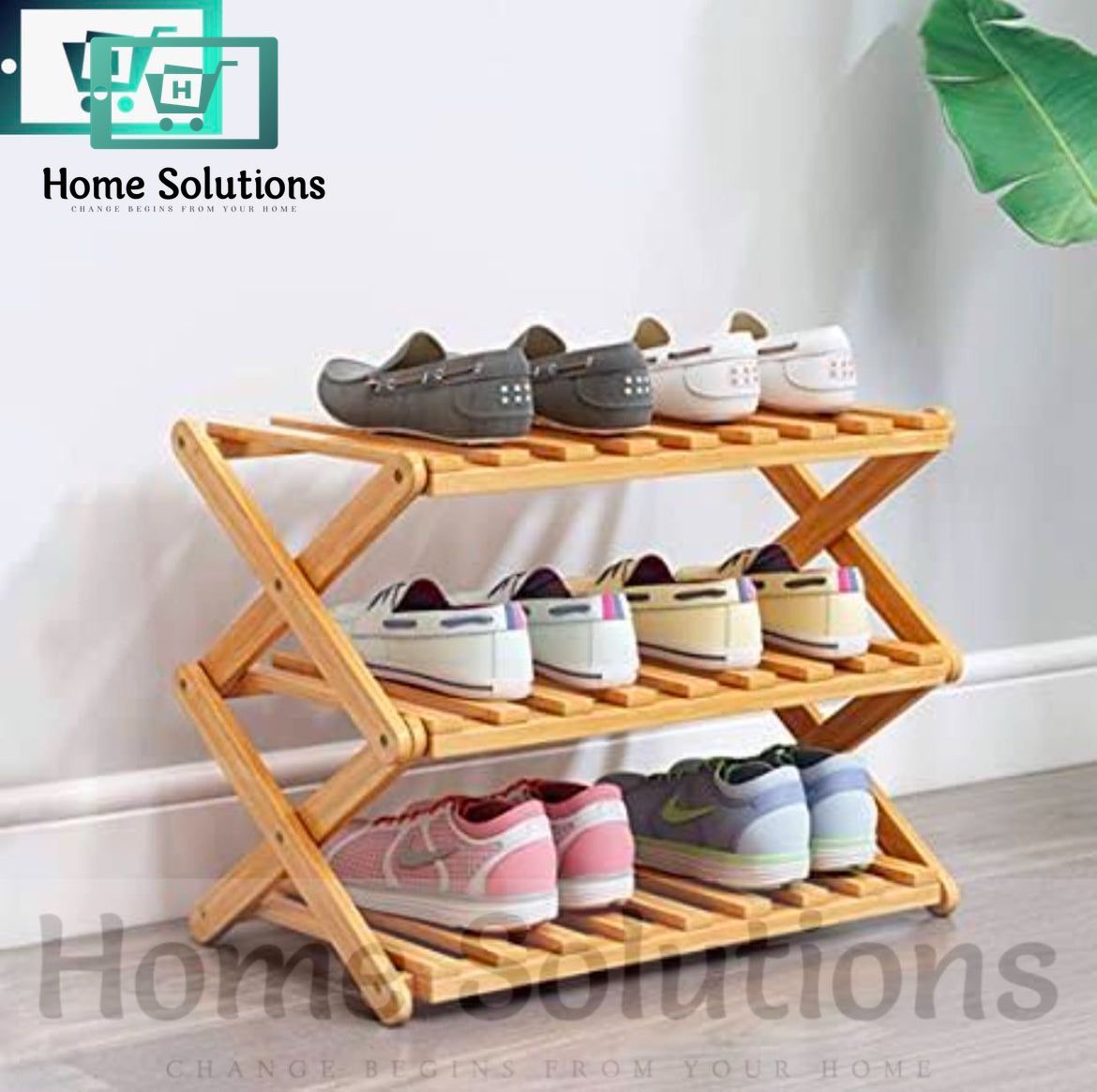 Wooden Foldable Shoe rack - 3 Layer