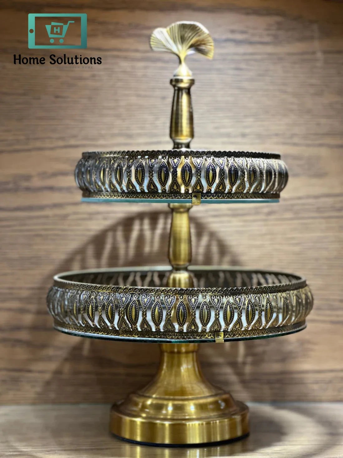 Two-Tier Elegant Dessert Stand with Gold Accents