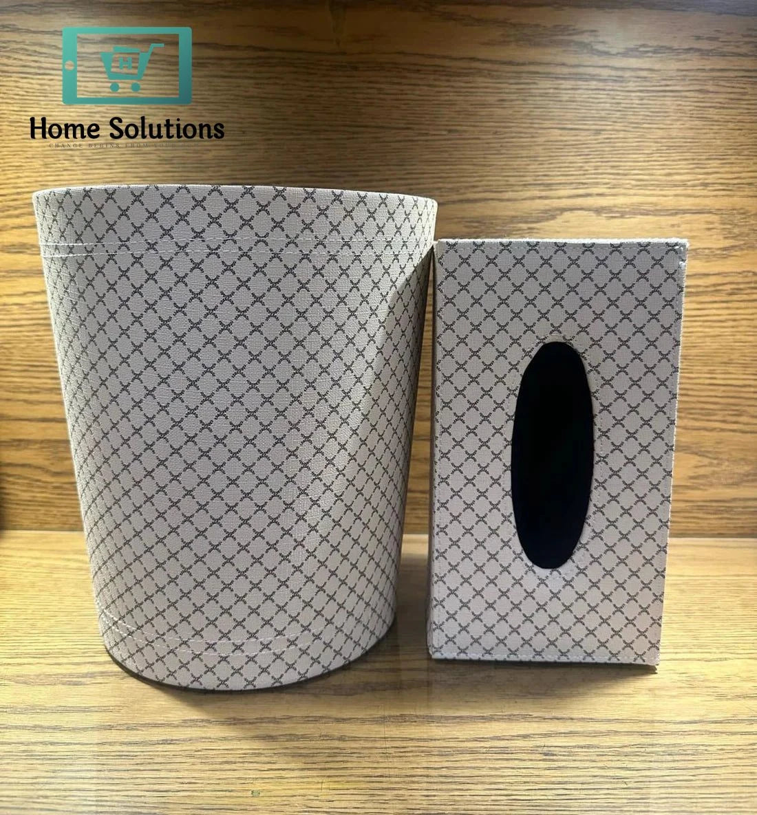 Premium Faux Leather Tissue Box & Waste Bin Set for Home & Office