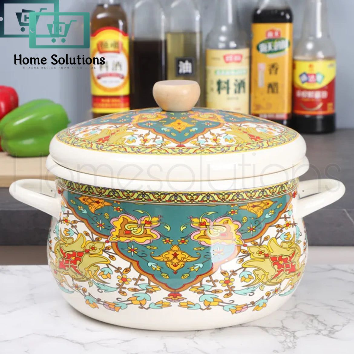 Vintage Enamel Stew Ceramic (tamchini) Pot
